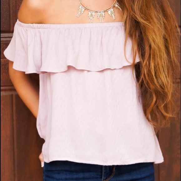 Halston Heritage Tops - H Halston | Pink Ruffle Off The Shoulder Top